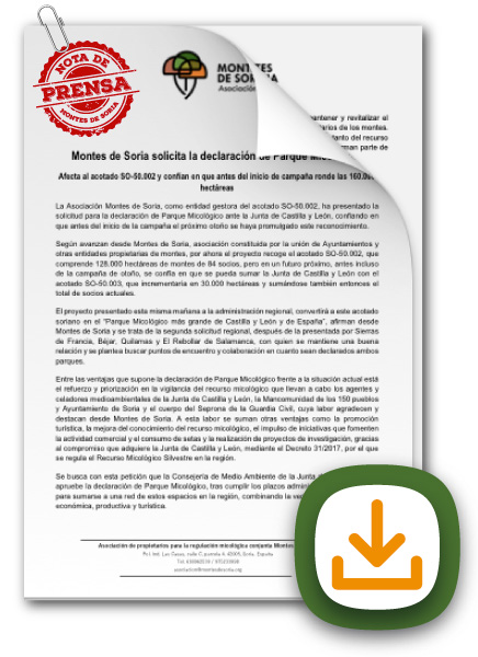 Solicitud Parque Micológico de Soria nota de prensa